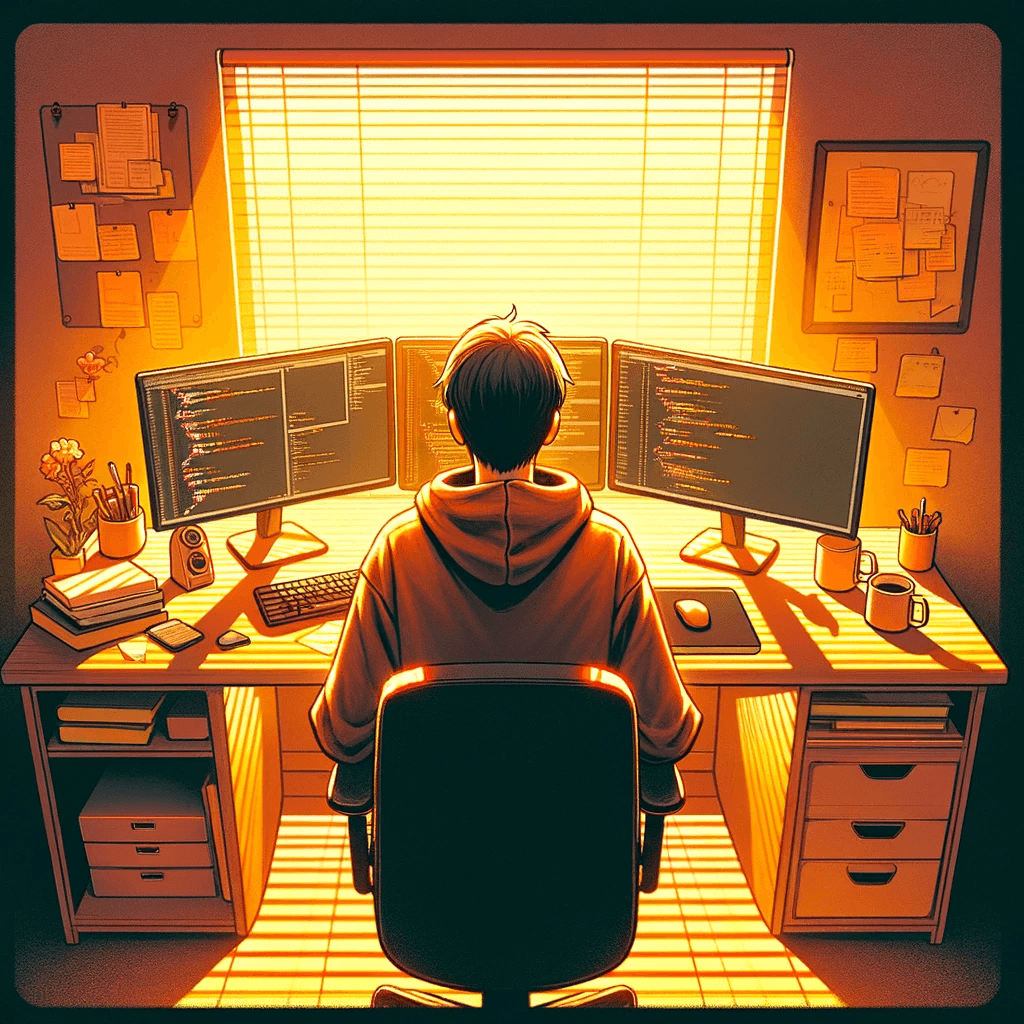 software engineer sitting at his desk