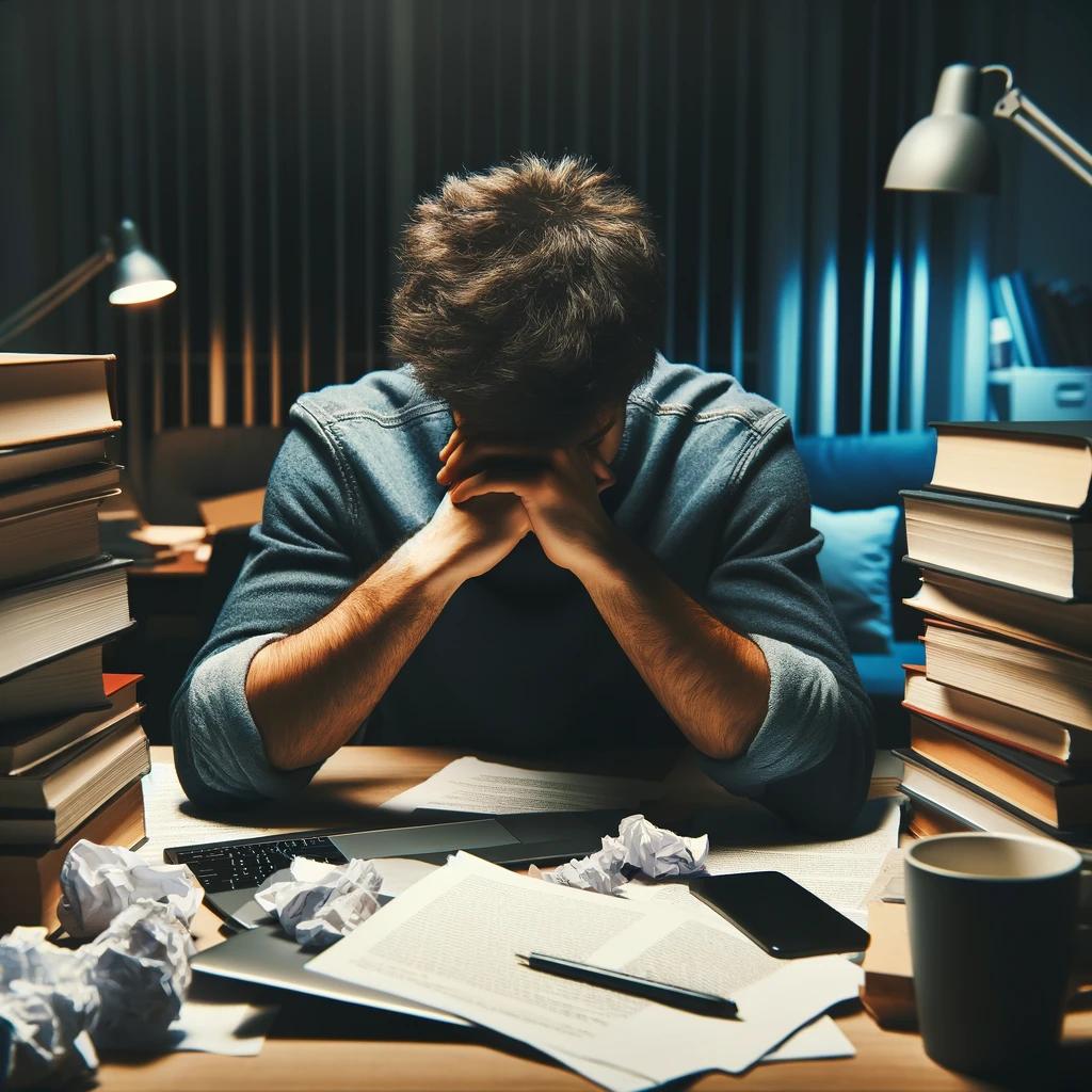 A university student facing burnout