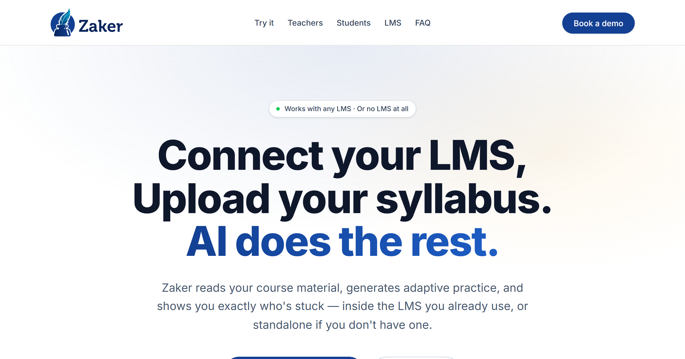 Zalker Zaker — Connect your LMS. Upload your syllabus. AI does the rest.